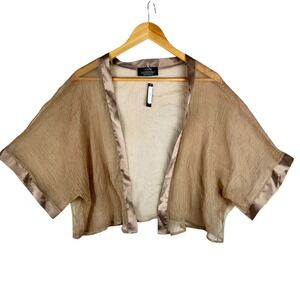 CEZANNE Womens Sheer Kimono Cardigan Lightweight Luxury Shawl Satin  One Size